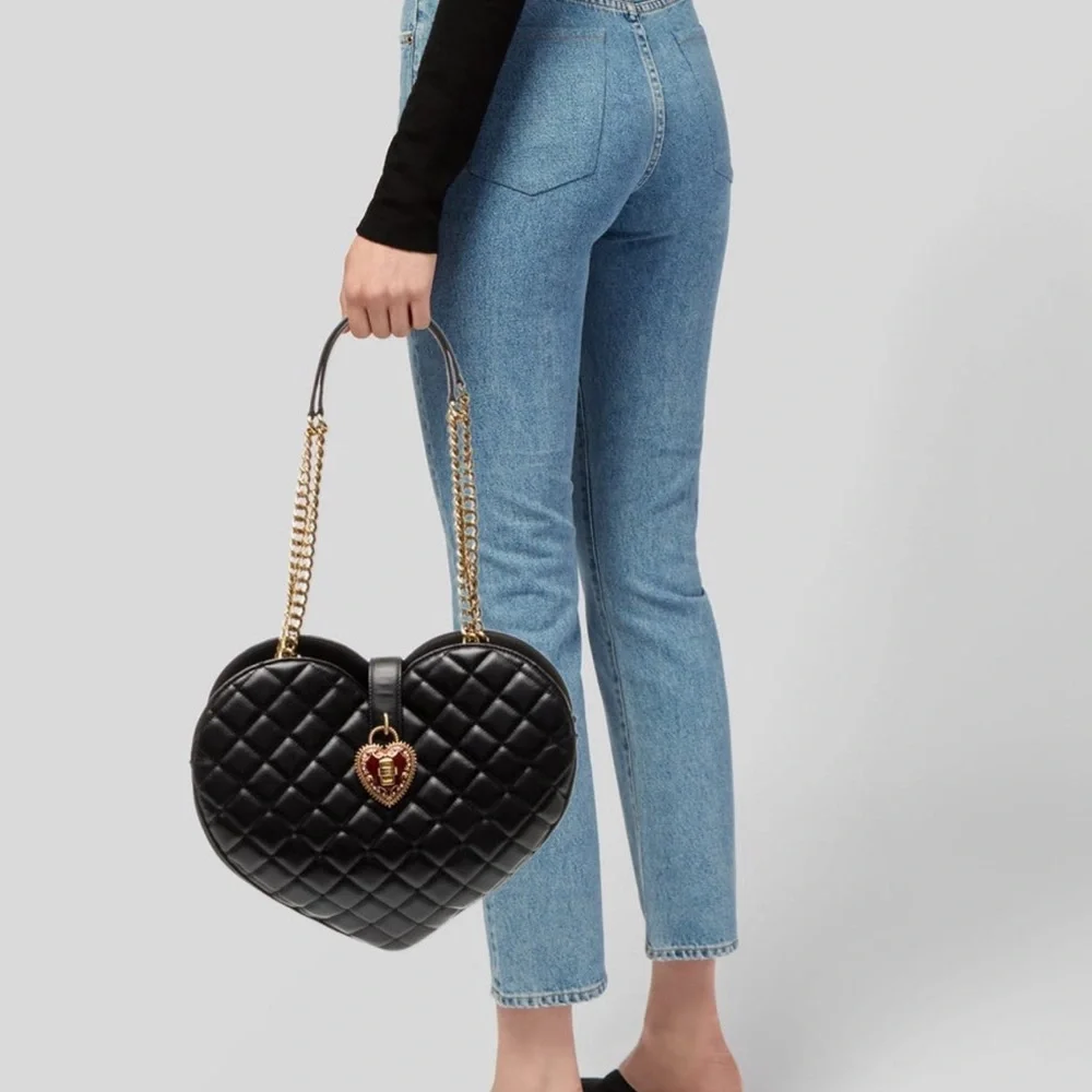 Dolce & Gabbana Black Quilted Heart Bag RARE!! - Picture 2 of 6